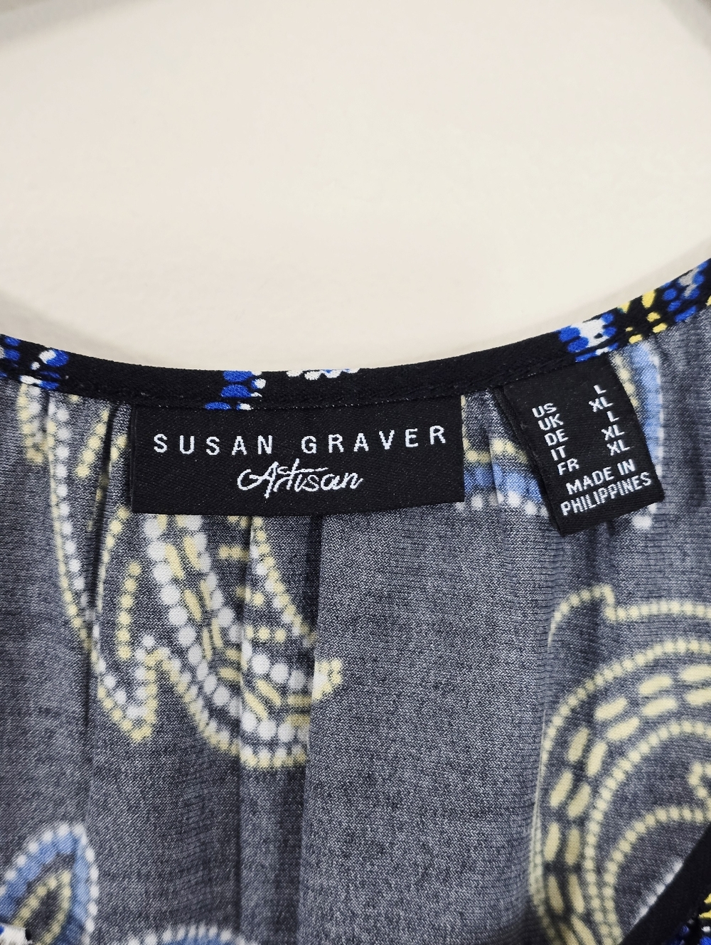 Susan Graver Black Tunic with Blue & Gold Floral Print - Picture 7 of 8